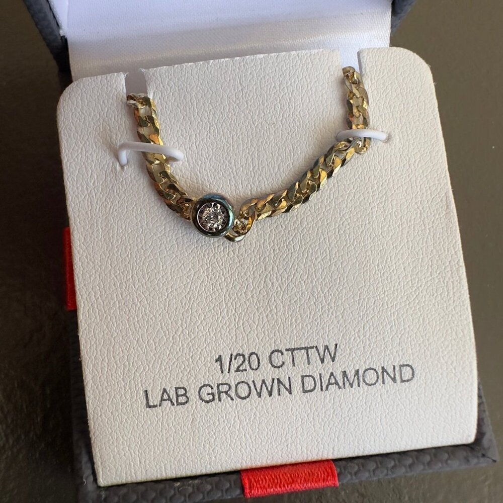 1/20 CTTW‎ LAB GROWN DIAMOND 14K GOLD OVER SILVER 18" NECKLACE See description